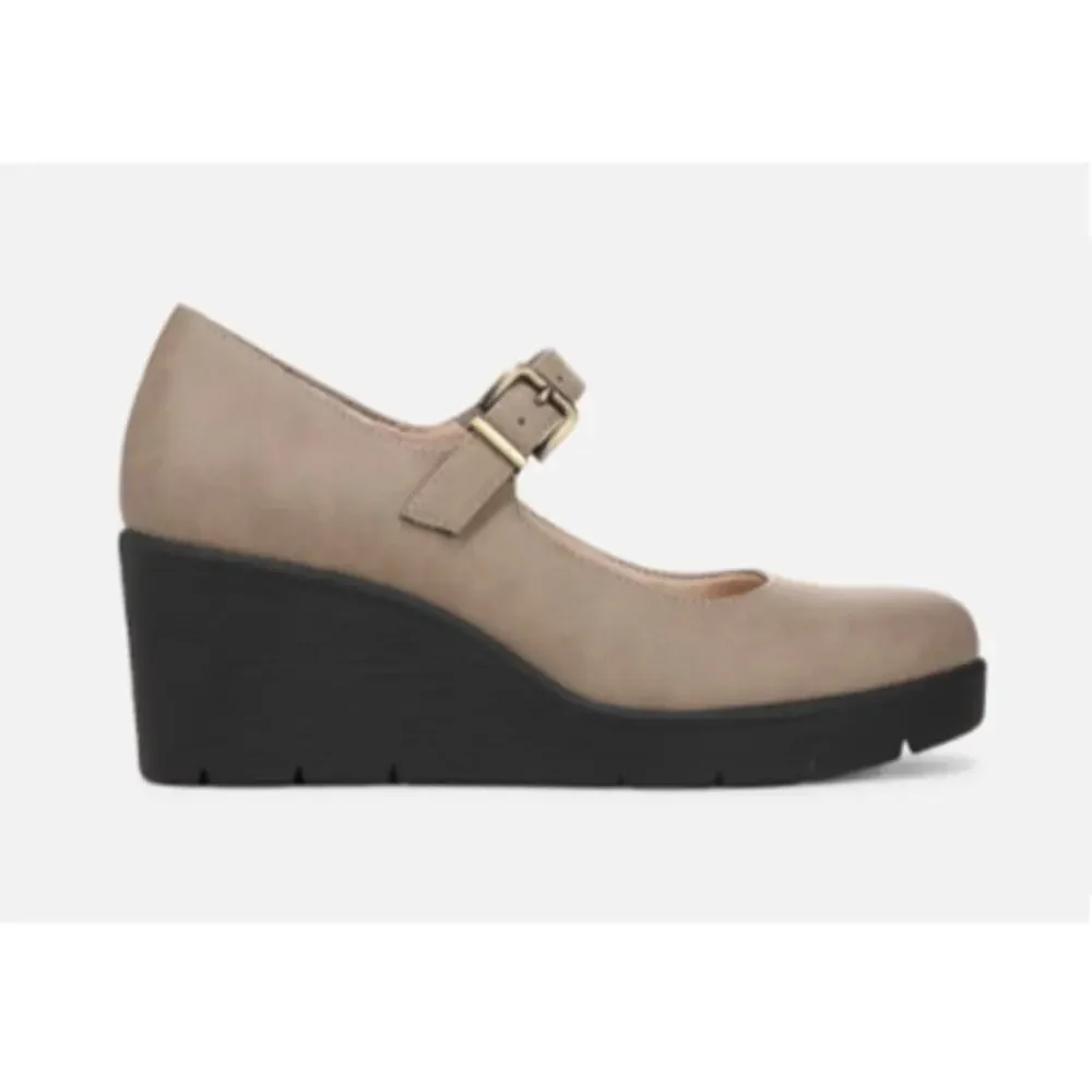 SOUL Naturalizer Women's Mushroom Grey Adore Mary Jane Wedge Sandals Size 5.5